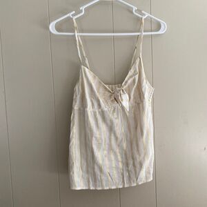 Victoria’s Secret Gold Striped Tie-Front Cami Top Size M – Adjustable Straps
